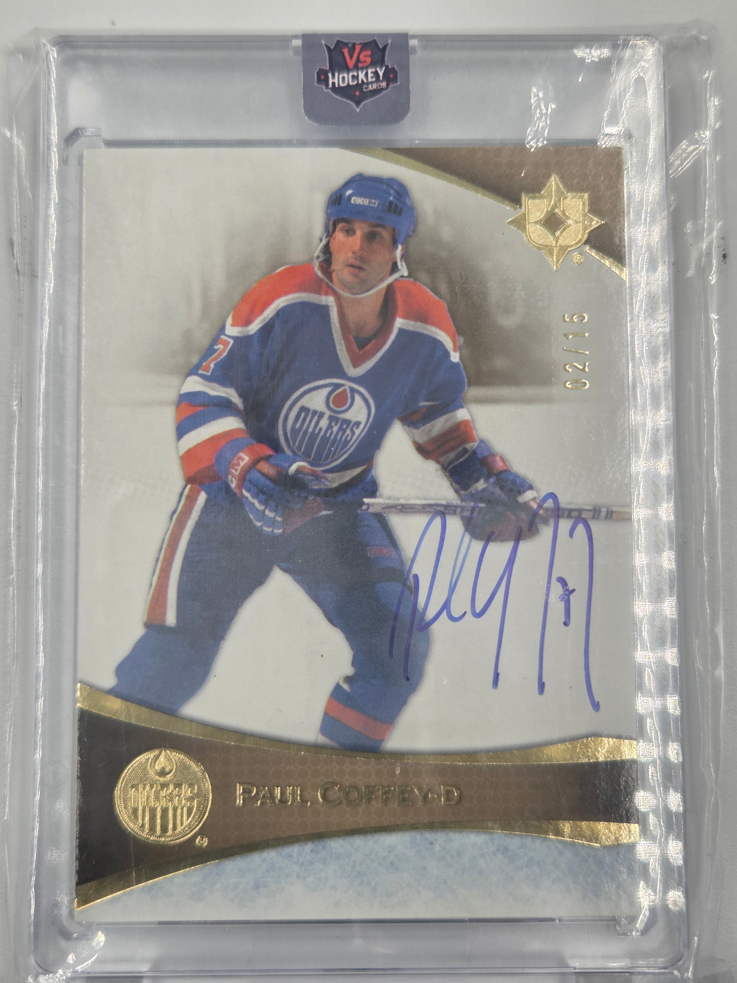 2022-23 Upper Deck Ultimate Collection Gold Auto Alumni Paul Coffey #02/15