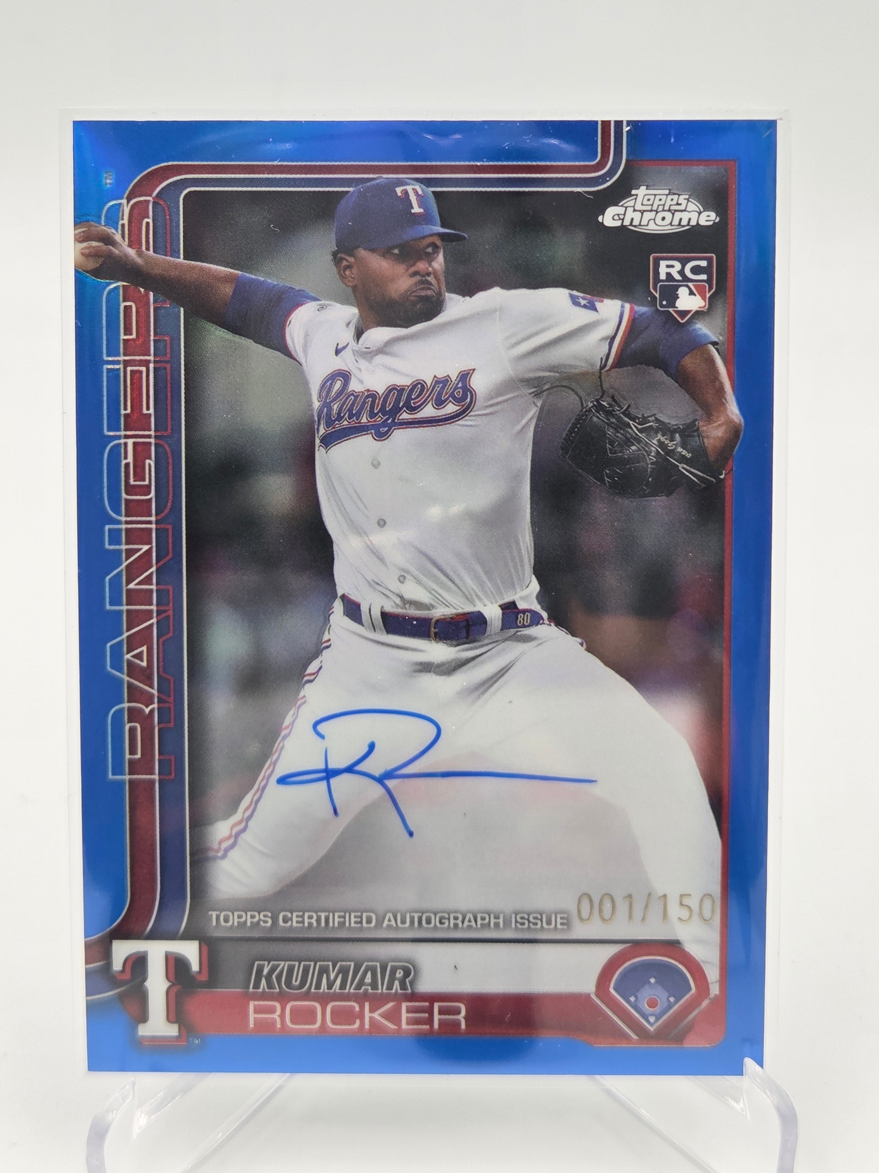 2025 Topps Chrome Kumar Rocker True Blue Rookie Auto #001/150