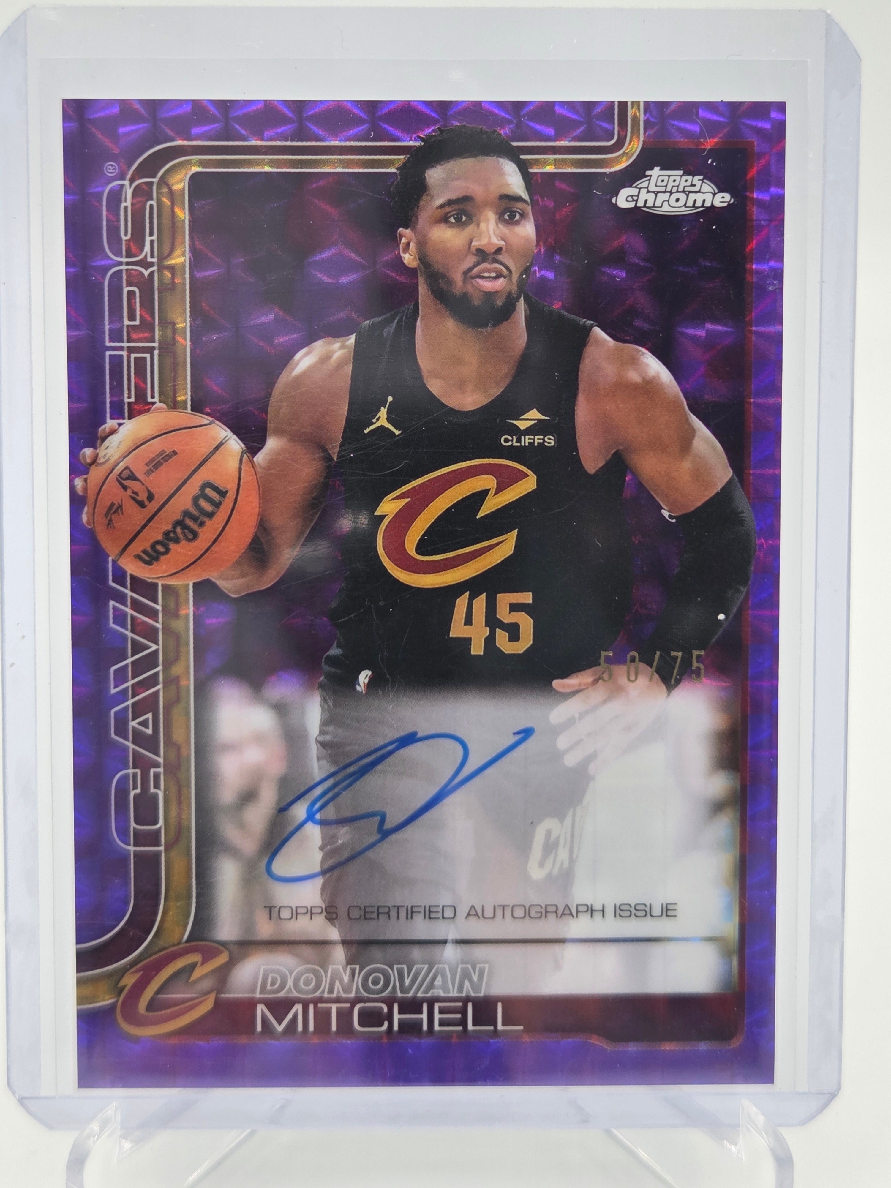 2025-26 Topps Chrome Donovan Mitchell Purple Geometric Auto #50/75