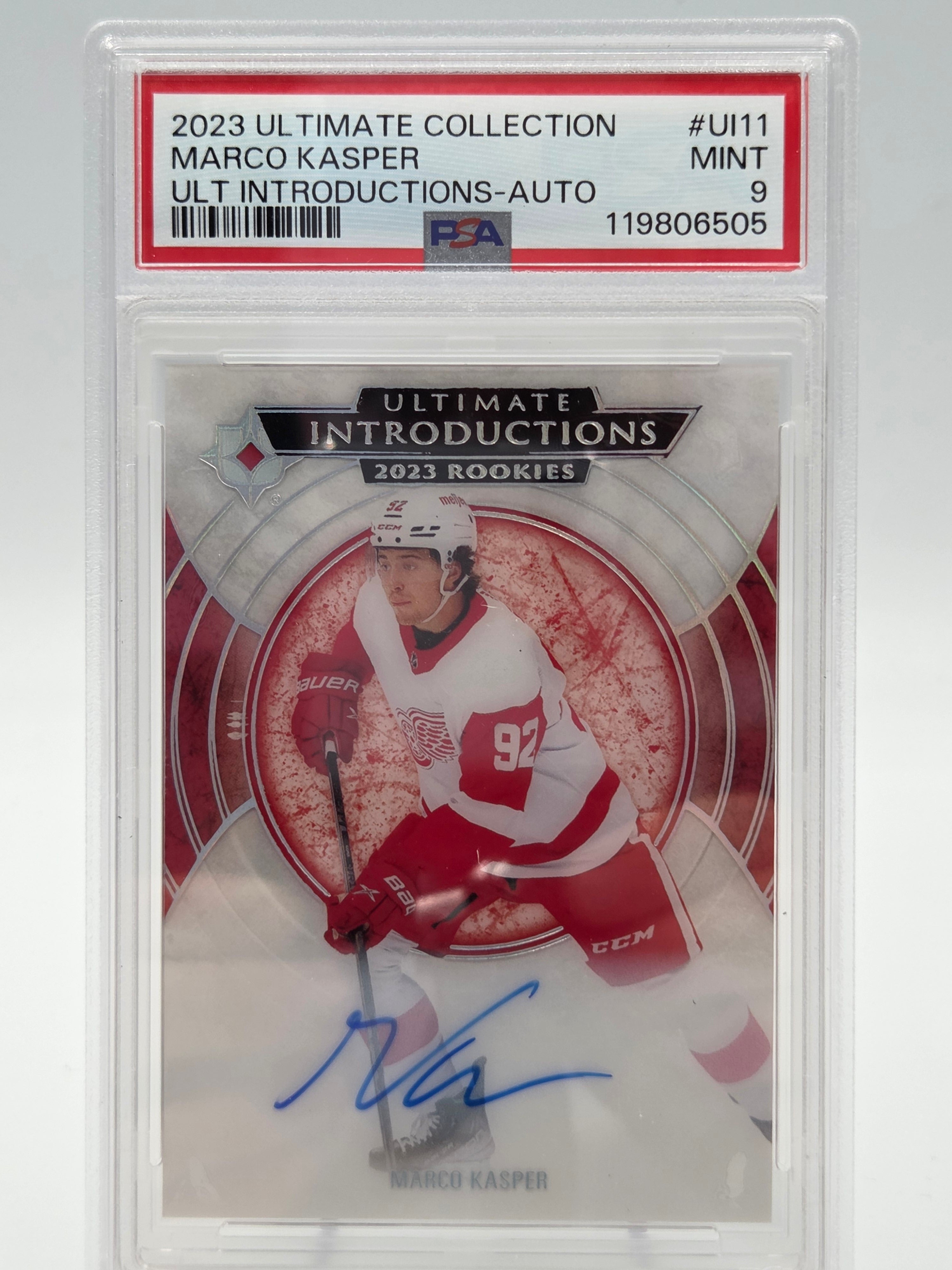 2023 Upper Deck Ultimate Collection Marco Kasper RC Auto PSA 9