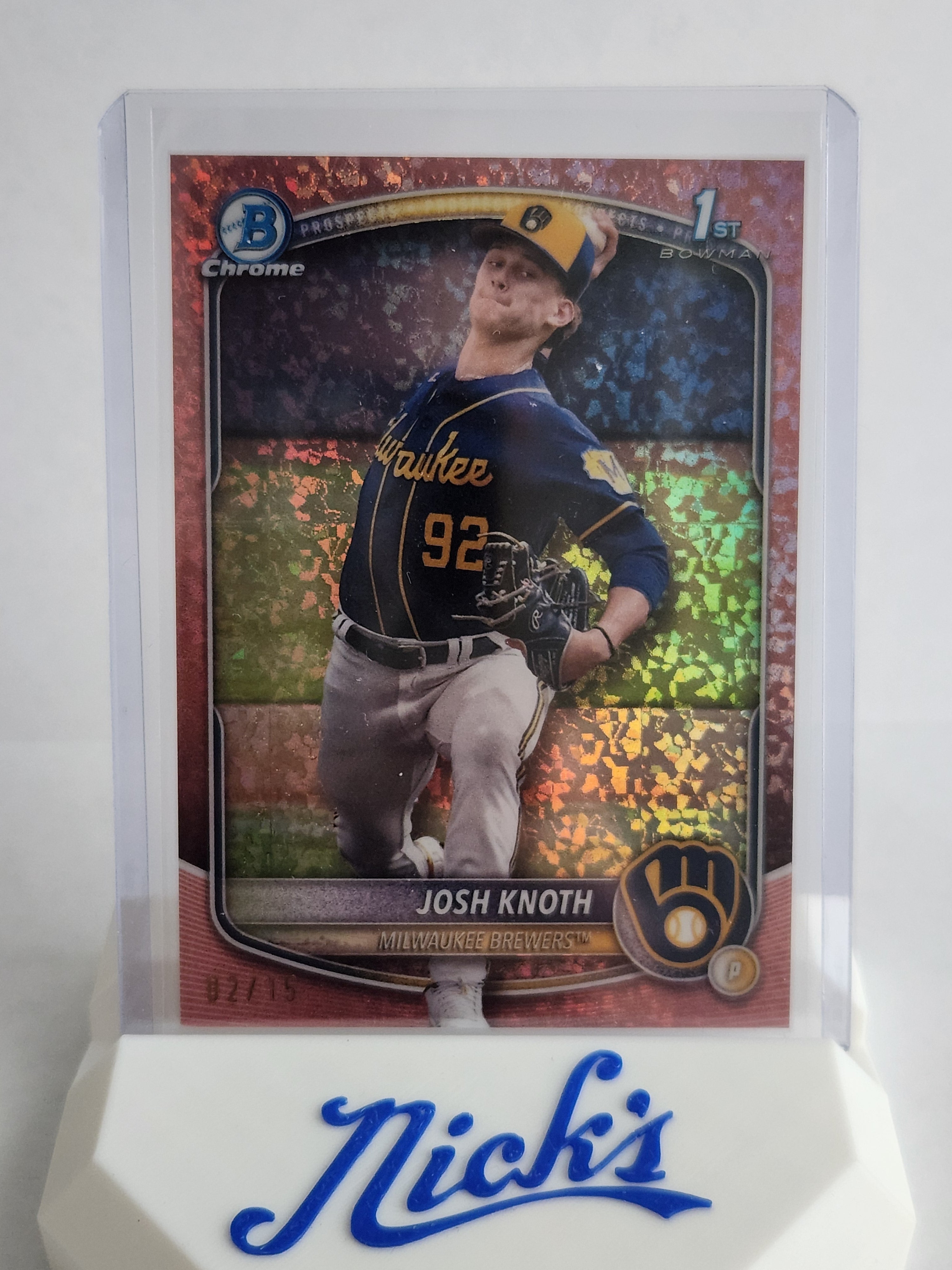 2025 Bowman Chrome Prospects Josh Knoth 1st Bowman Rose Gold #02/15