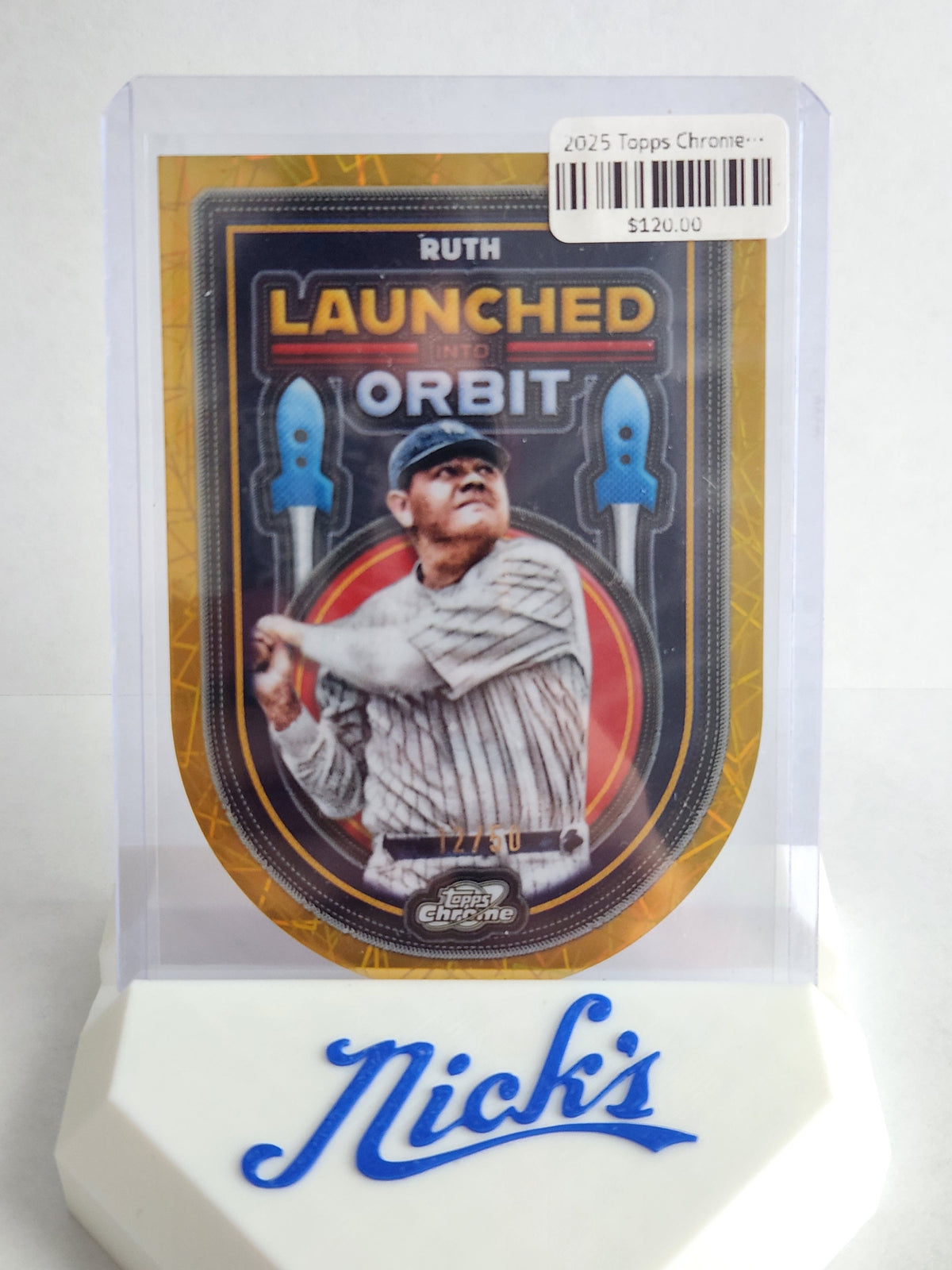 2025 Topps Chrome Babe Ruth Launched Into Orbit Gold #12/50 