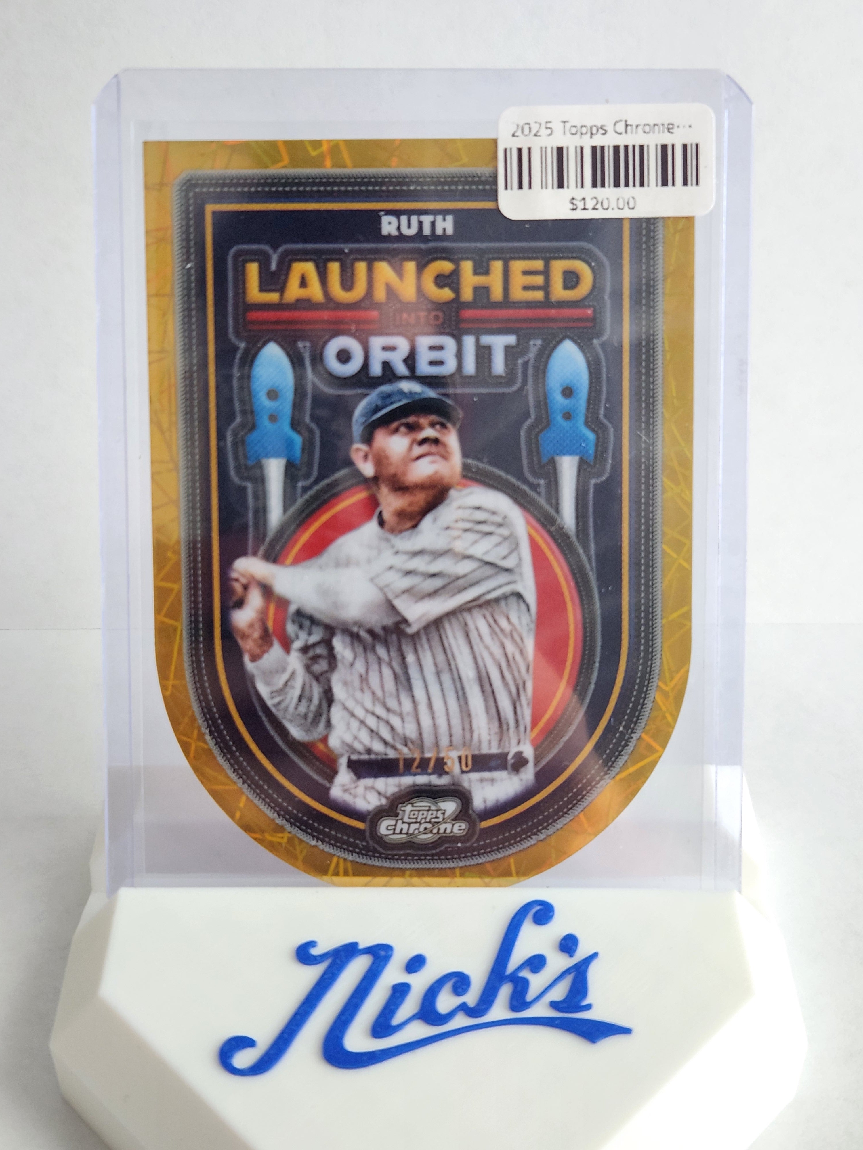 2025 Topps Chrome Babe Ruth Launched Into Orbit Gold #12/50