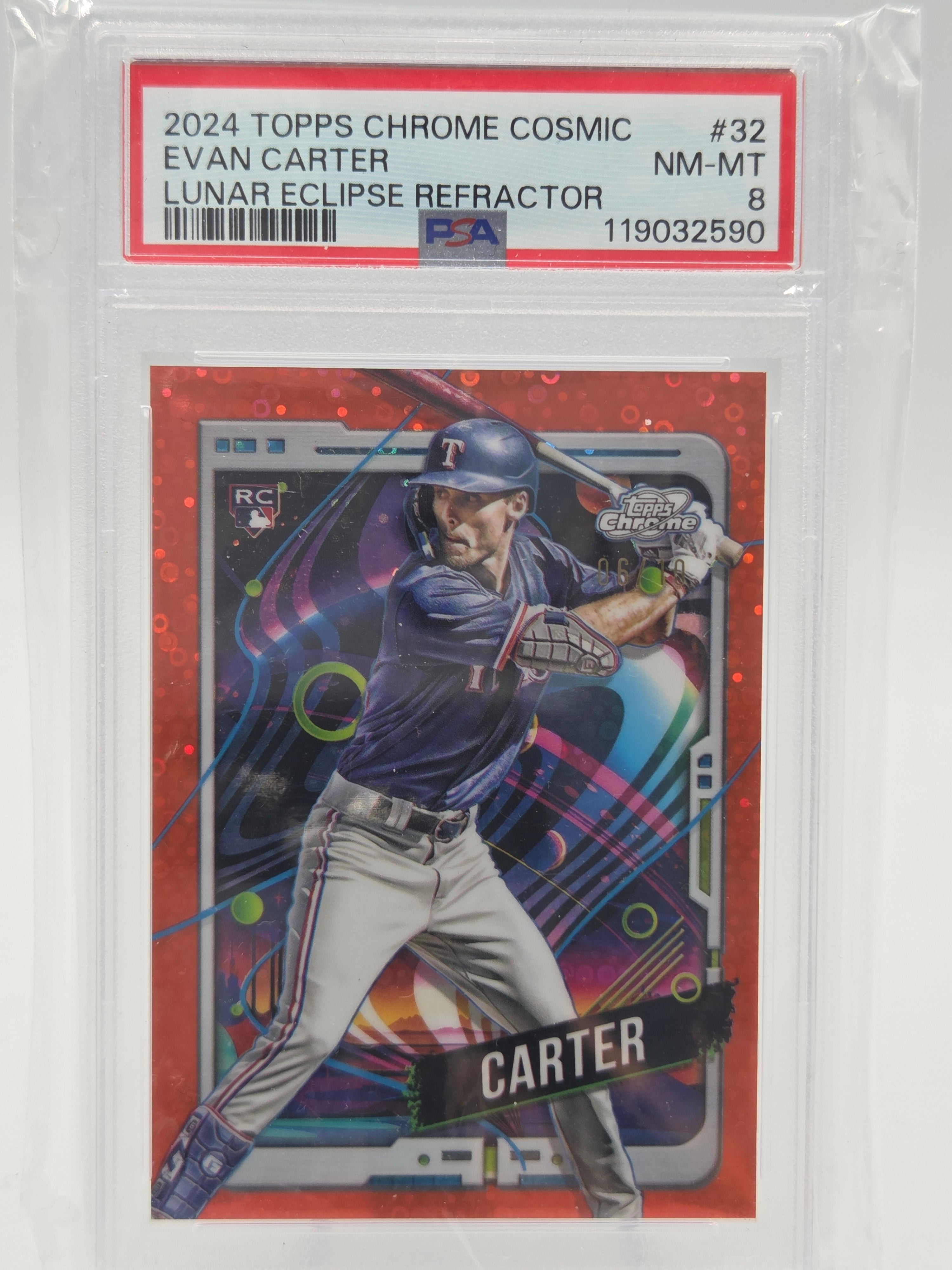 2024 Topps Chrome Cosmic Evan Carter Lunar Eclipse PSA 8