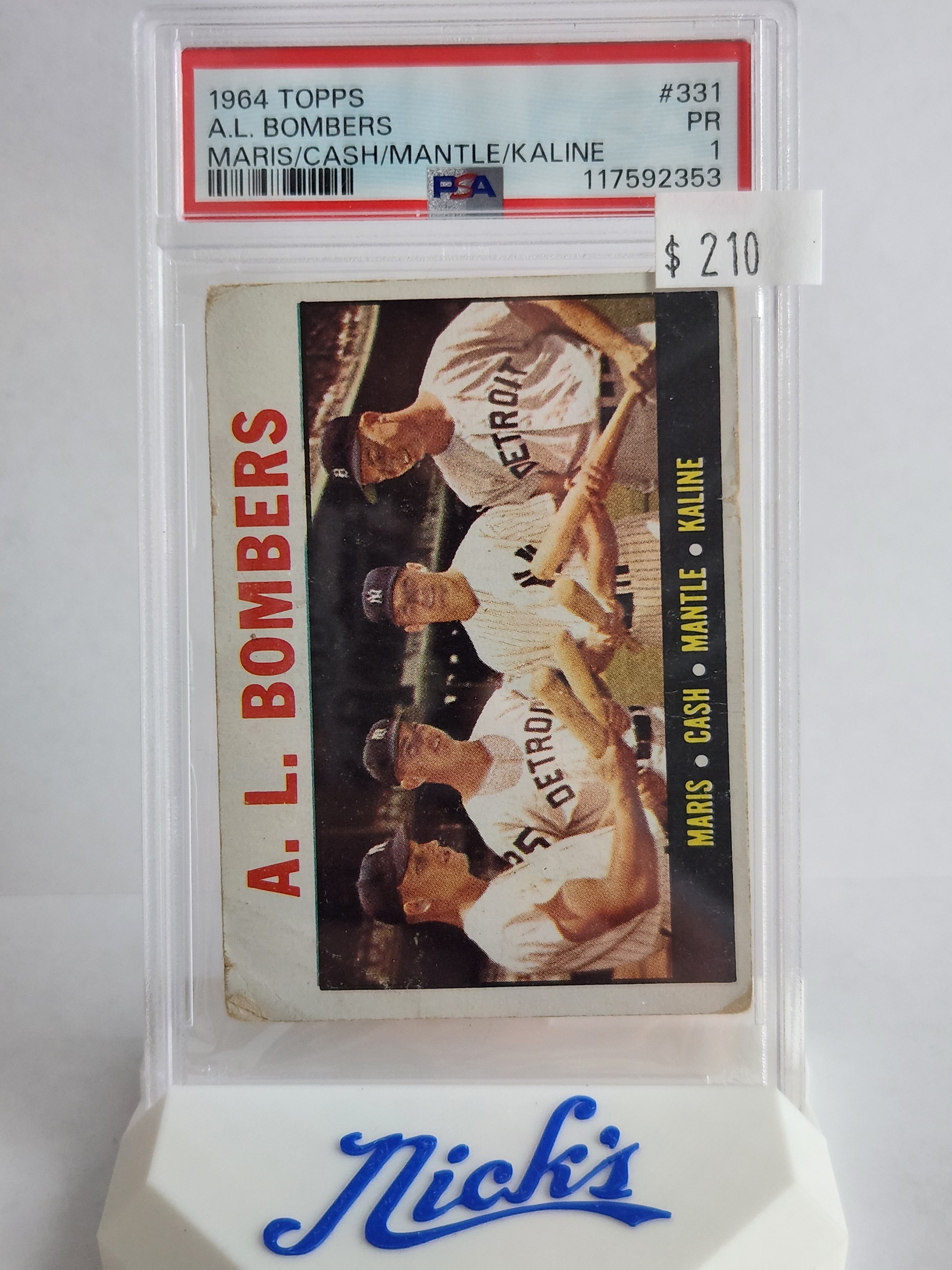1964 Topps A.L. Bombers Maris/Cash/Mantle/Kaline PSA 1