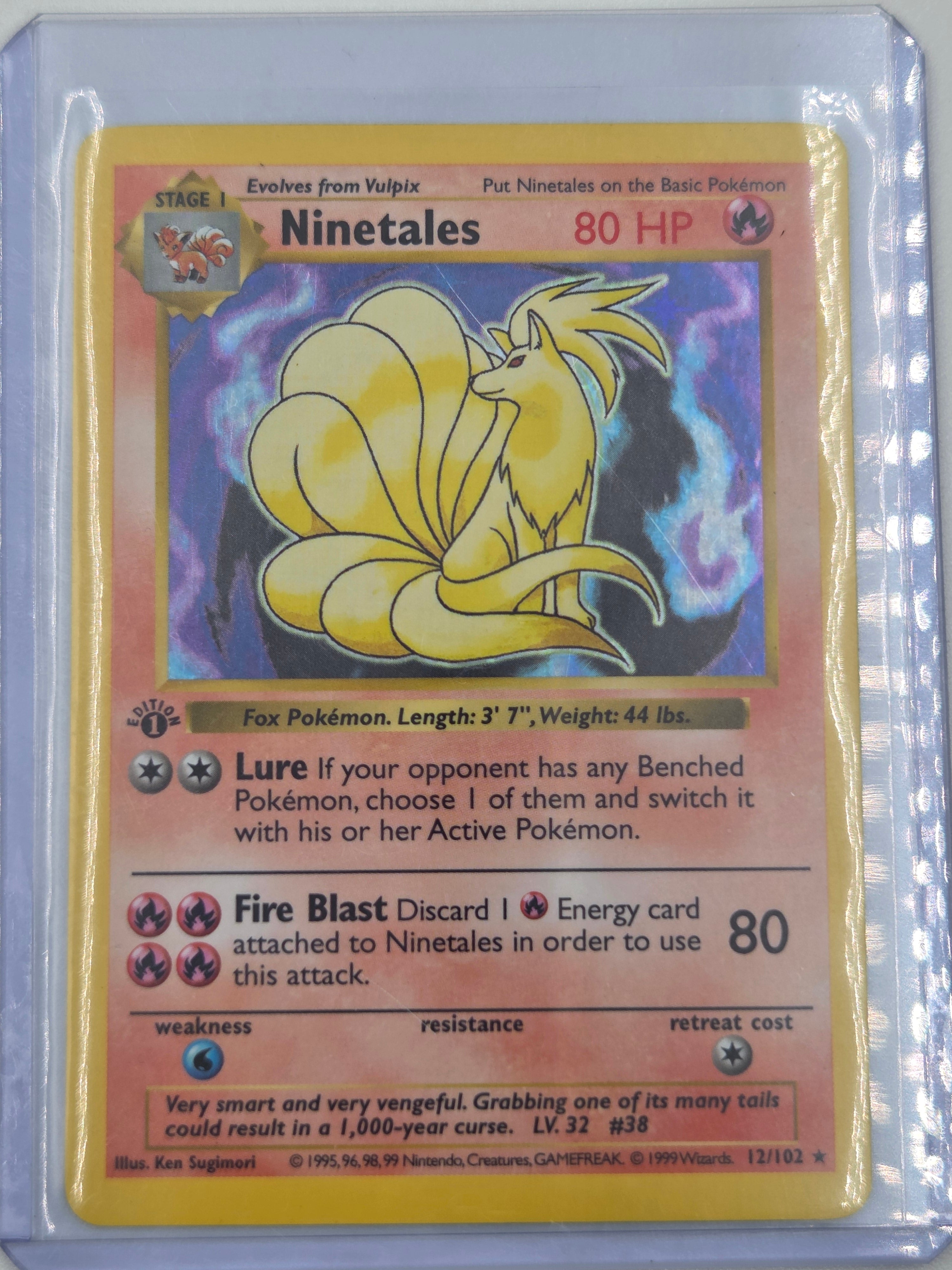 Pokemon 1999 Ninetails First Edition Shadowless Holo 12/102
